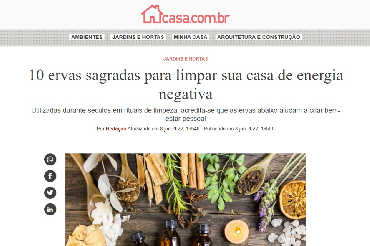 Reportagem ervas sagradas - Reprodução Site Casa Abril