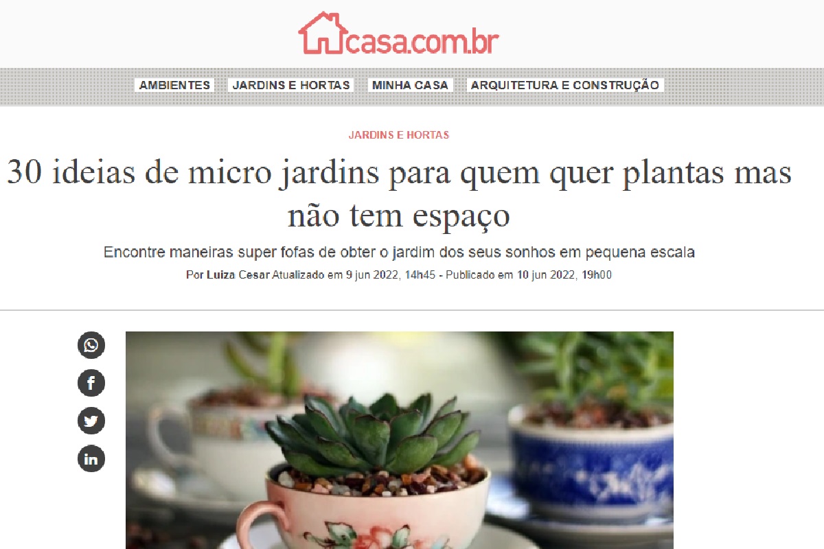 Reportagem micro jardins - Reprodução Site Casa Abril