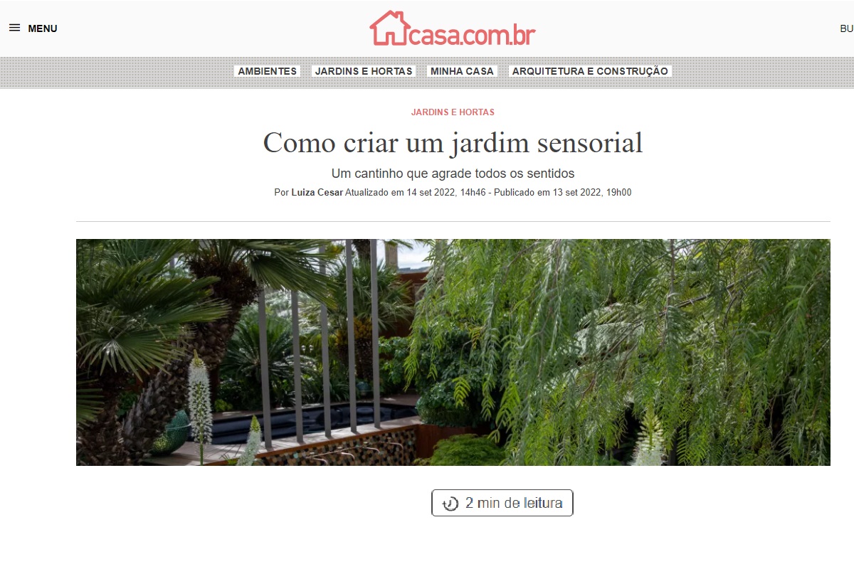 Reportagem sobre Jardim Sensorial - Foto: Reprodução site Abril