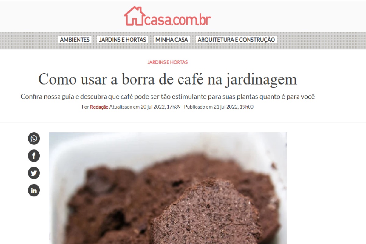 Reportagem sobre como usar a borra de café na jardinagem - Foto: Site Abril