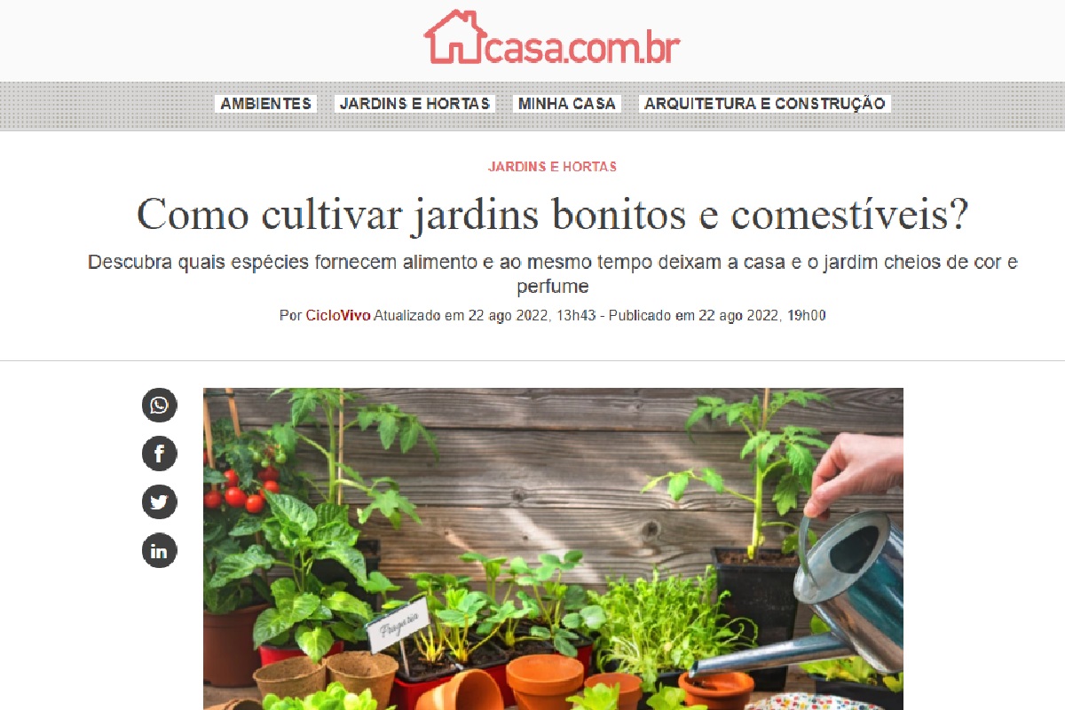 Reportagem sobre jardim comestíveis - Foto: Reprodução site Abril