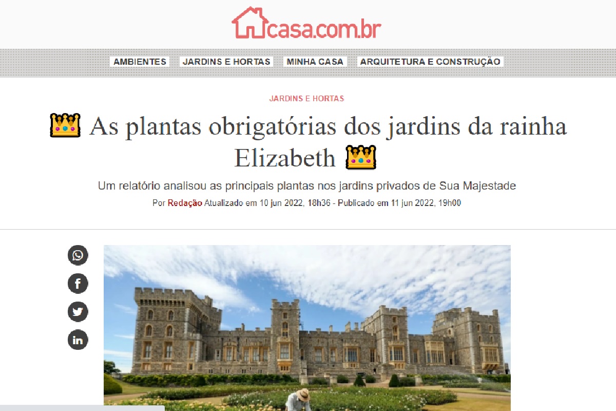 Reportagem sobre jardim real - Reprodução Site Casa Abril