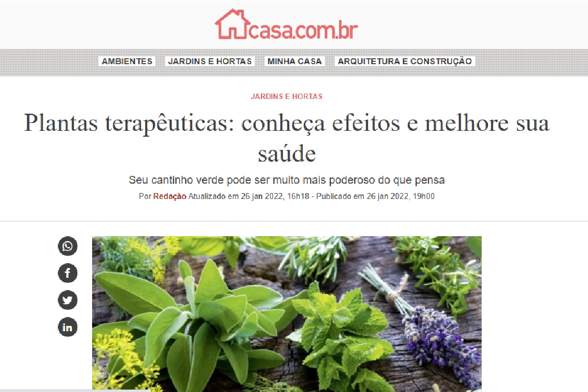 Reportagem sobre plantas terapeuticas (Foto: Reprodução site da Abril)