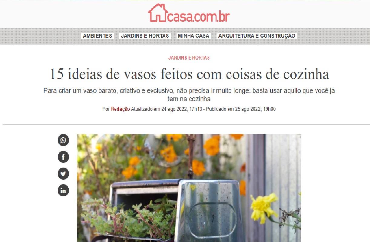 Reportagem sobre vasos - Foto: Reprodução site Abril