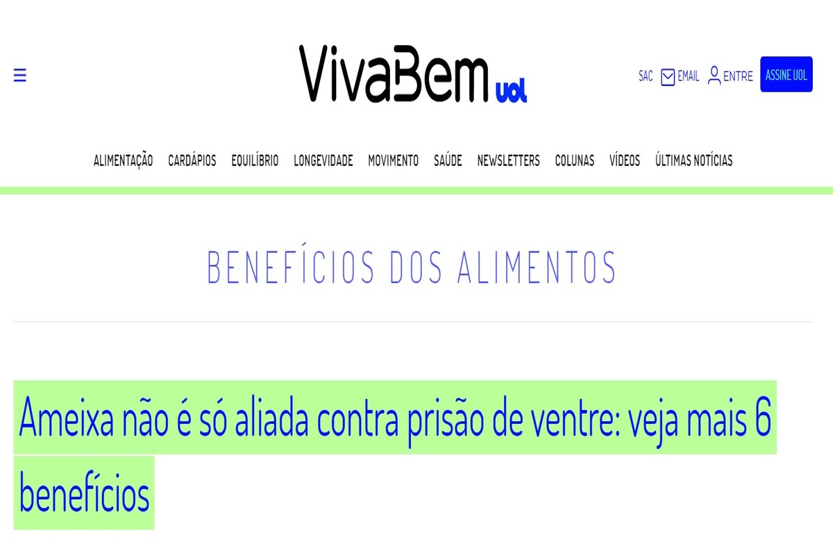 Reportagem sobre os benefícios da ameixa - Imagem extraída do site uol.com.br