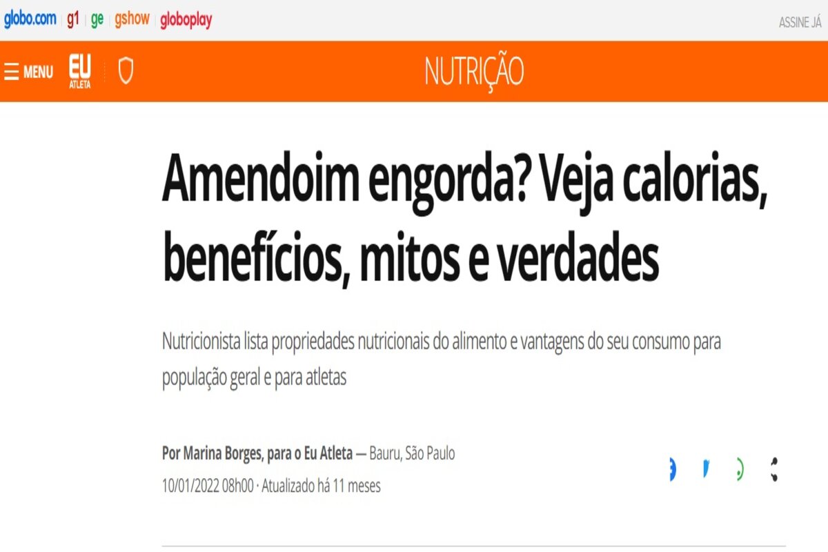 Reportagem sobre mistos e verdades sore o amendoim - Imagem extraída do site ge.globo.com