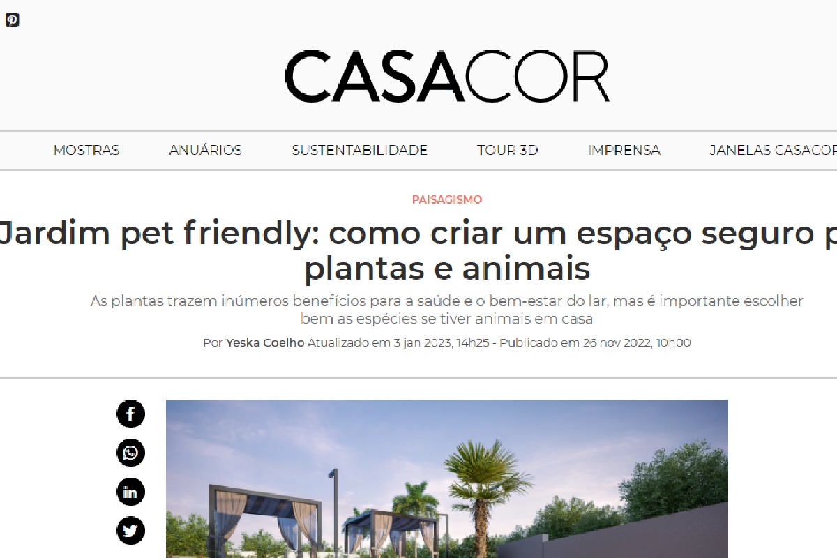 Reportagem sobre jardim pet friendly (Foto: Reprodução Abril/CasaCor)