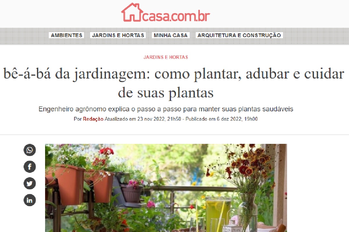 Reportagem sobre jardinagem (Foto: Reprodução do Portal Abril/Casa)