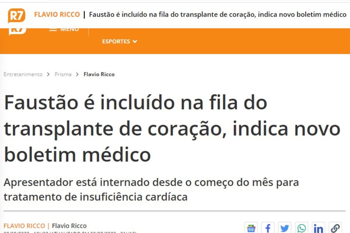 Fausto Silva na luta pela vida; apresentador vai precisar de transplante de coração e comove web